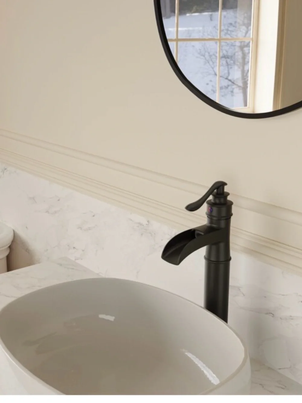 New BWE Matte Black Waterfall Vessel Faucet